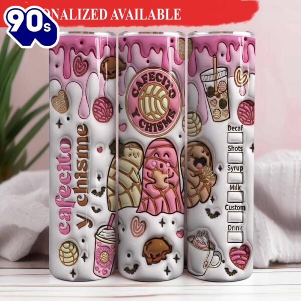 3D Pan Dulce Coffee Valentine Tumbler Valentine’s Day Skinny Tumbler