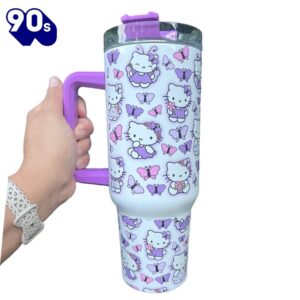 40 oz Kitty and Friends Mug Purple Travel Tumbler