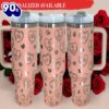 40 oz Valentines Candy Hearts Tumbler with Handle – Laser engraved tumbler with lid and straw – 40oz Tumbler with Handle