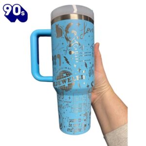 40oz Engraved Tumbler with Handle Celebrating Taylor Swift's Iconic Albums