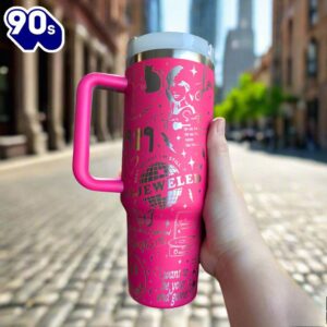 40oz Engraved Tumbler with Handle Celebrating Taylor Swift’s Iconic Albums