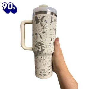 40oz Engraved Tumbler with Handle Celebrating Taylor Swift's Iconic Albums