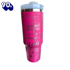 40oz Engraved Tumbler with Handle Celebrating Taylor Swift's Iconic Albums