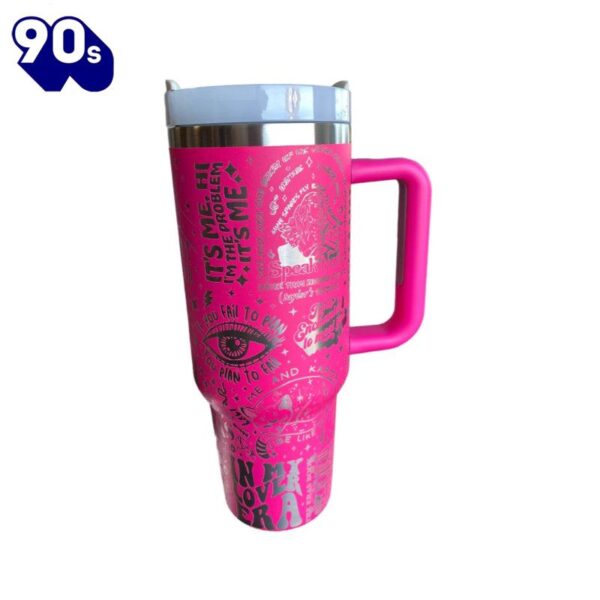 40oz Engraved Tumbler with Handle Celebrating Taylor Swift’s Iconic Albums