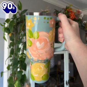 40oz Floral Inspired Tumbler With Handle