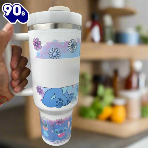 40oz Floral Stitch Cartoon Character Printed Tumbler