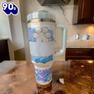 40oz Floral Stitch Cartoon Character Printed Tumbler