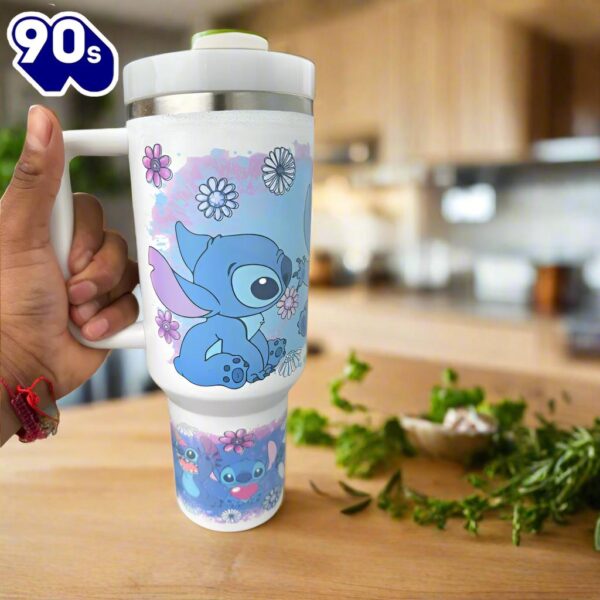 40oz Floral Stitch Cartoon Character Printed Tumbler