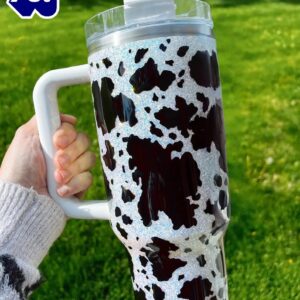 40oz Glitter Cowhide Tumbler With Handle