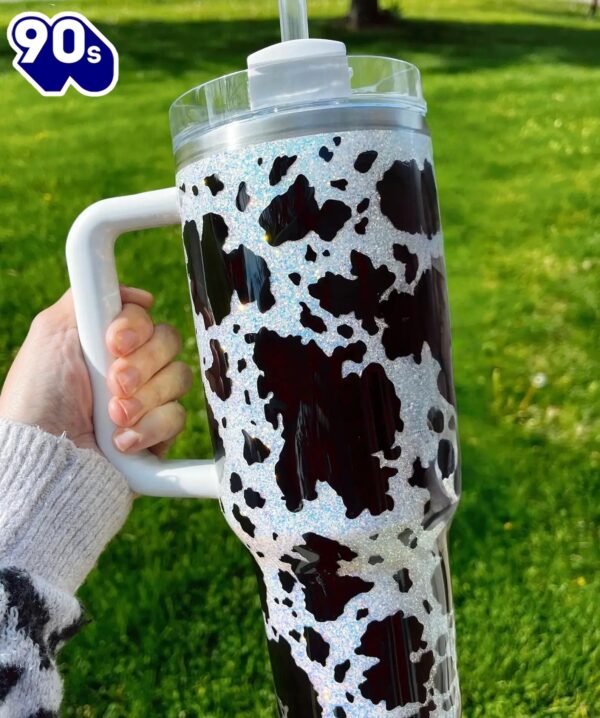 40oz Glitter Cowhide Tumbler With Handle