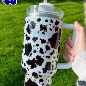 40oz Glitter Cowhide Tumbler With Handle