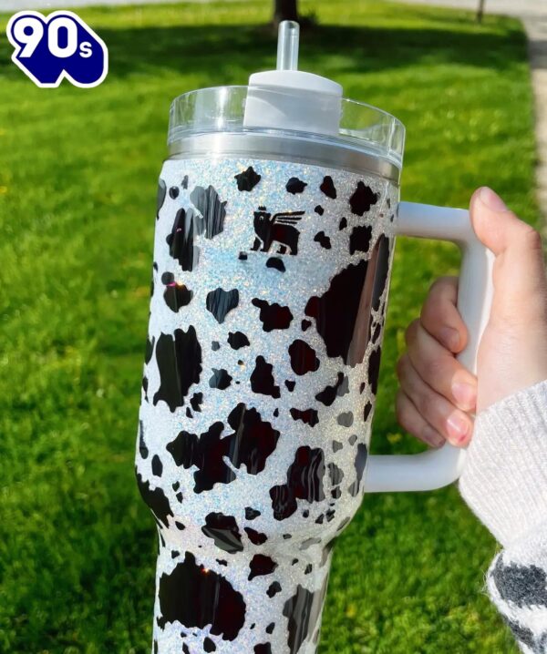 40oz Glitter Cowhide Tumbler With Handle