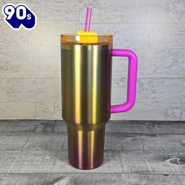 40oz Gradient Travel Tumbler With Handle And Straw