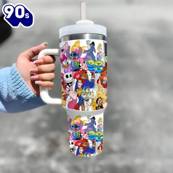 40oz Handle Tumbler With Cartoon Character Pattern