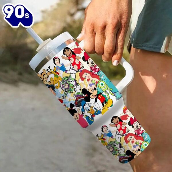 40oz Handle Tumbler With Cartoon Character Pattern