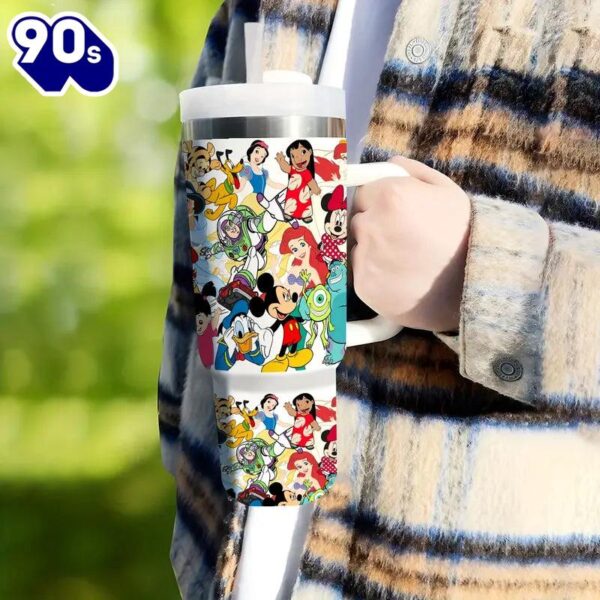 40oz Handle Tumbler With Cartoon Character Pattern