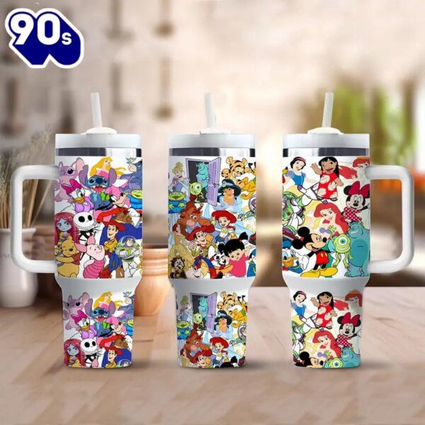 40oz Handle Tumbler With Cartoon Character Pattern