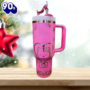 40Oz Hello Kitty Tumbler With Handle And Straw