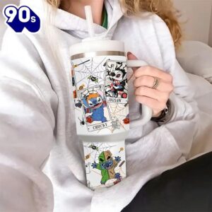 40oz Insulated Tumbler With Halloween Design And Handle