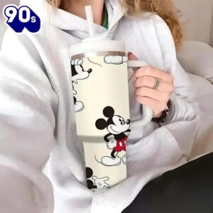 40oz Mickey Mouse Insulated Tumbler With Handle And Straw