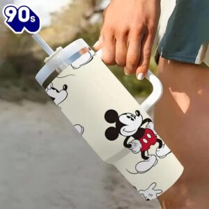 40oz Mickey Mouse Insulated Tumbler With Handle And Straw