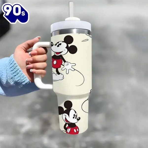 40oz Mickey Mouse Insulated Tumbler With Handle And Straw