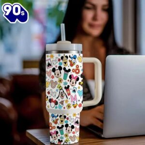 40oz Mickey Mouse Insulated Tumbler With Straw And Handle