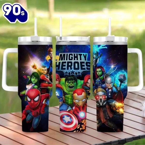 40oz Mighty Heroes Tumbler With Lid And Straw