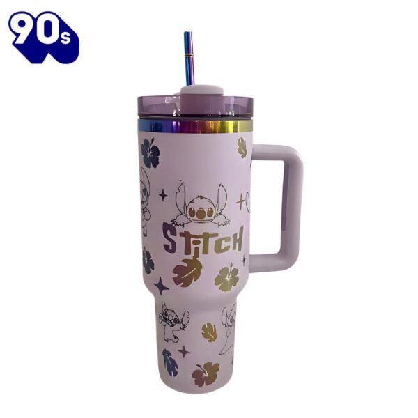 40oz Stitch Inspired Tumbler With Handle And Straw