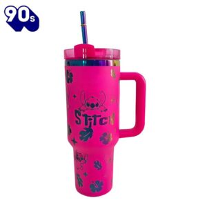 40oz Stitch Inspired Tumbler With Handle And Straw