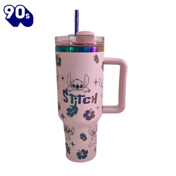 40oz Stitch Inspired Tumbler With Handle And Straw