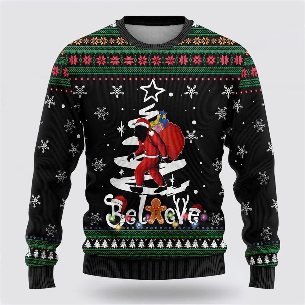 Bigfoot Santa Claus Gifts Ugly Christmas Sweater