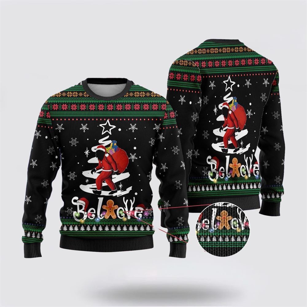 Bigfoot Santa Claus Gifts Ugly Christmas Sweater