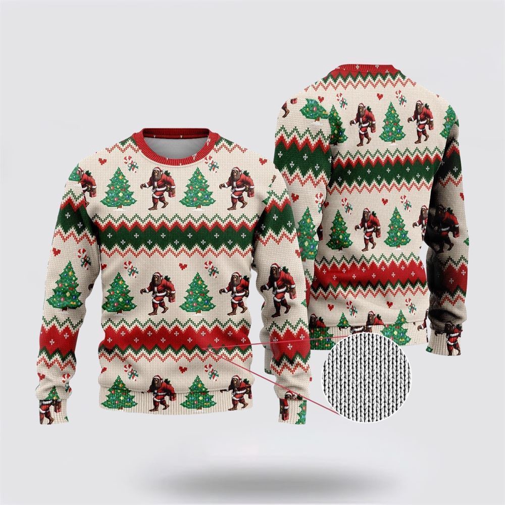 Bigfoot Santa Claus Ugly Christmas Sweater
