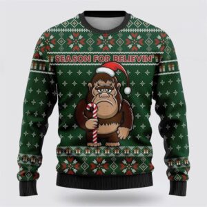 Bigfoot Season For Believin Green Pattern Ugly Christmas Sweater Best Gift For Christmas 1 mw8fiv.jpg