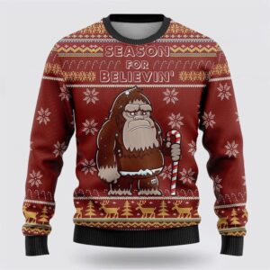 Bigfoot Season For Believin Red Pattern Ugly Christmas Sweater Best Gift For Christmas 1 v5rqvr.jpg