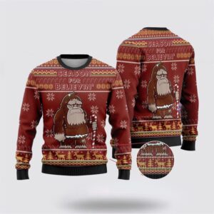 Bigfoot Season For Believin Red Pattern Ugly Christmas Sweater Best Gift For Christmas 2 fgz0m3.jpg