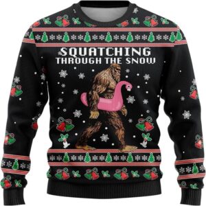 Bigfoot Snow Flamingo Ugly Chistmas Sweater Best Gift For Christmas 1 npn4um.jpg