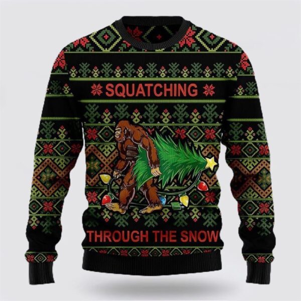 Bigfoot Snow Ugly Christmas Sweater