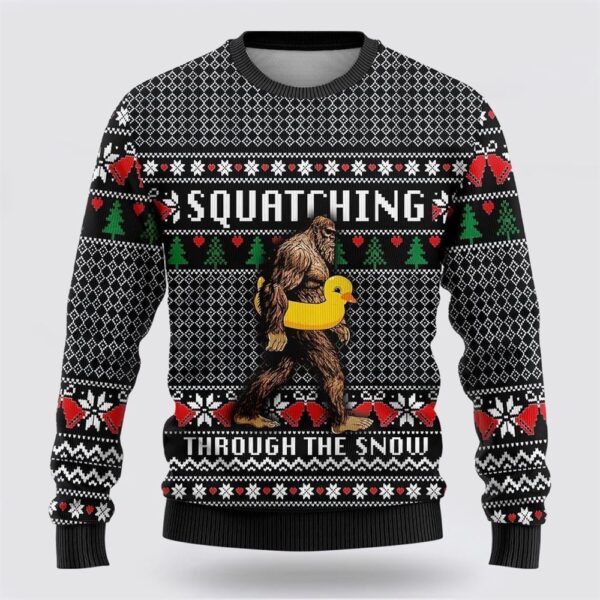 Bigfoot Squatching Duck Ugly Christmas Sweater