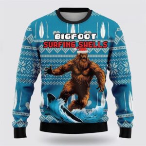 Bigfoot Surfing Swells Ugly Christmas Sweater Best Gift For Christmas 1 pejhse.jpg