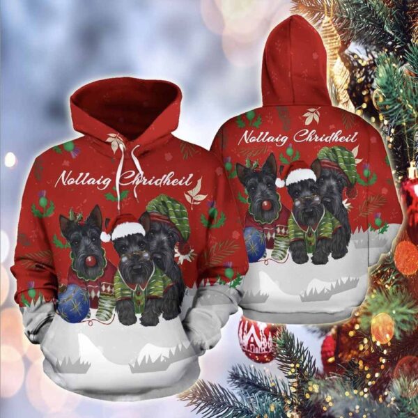 Christmas Scottish Terrier Scotland 3D All Over Print Hoodie