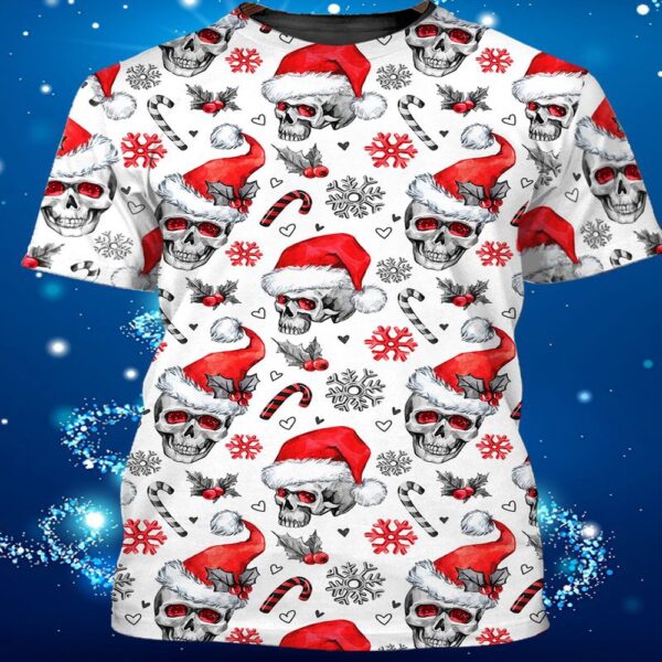 Christmas Skull Candy Cane 3D All Over Print Hoodie