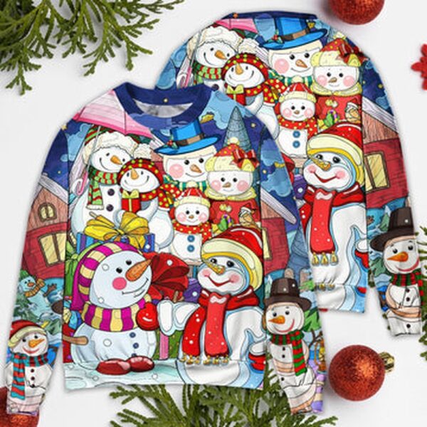Christmas Snowman Merry Xmas And Happy New Year Art Style 3D All Over Print Hoodie
