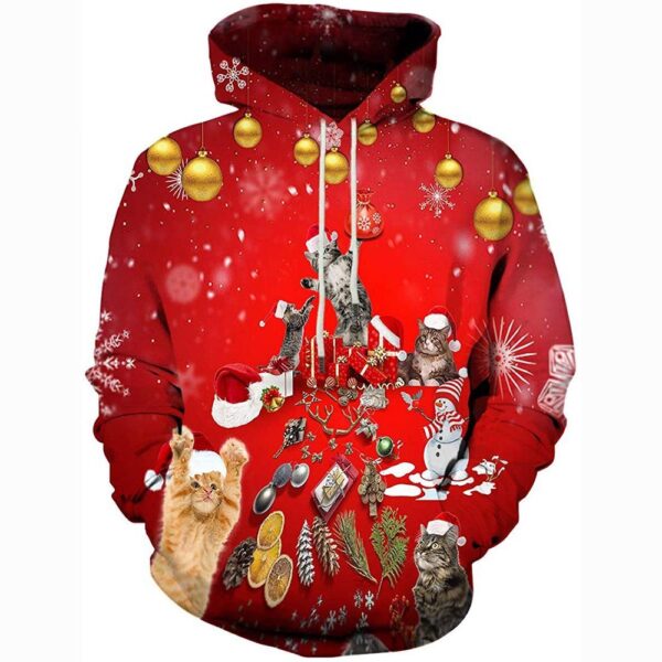 Christmas Ugly Funny Cat 3D All Over Print Hoodie
