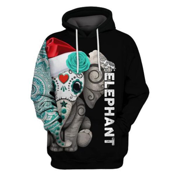Cool Elephant Flower Christmas 3D All Over Print Hoodie