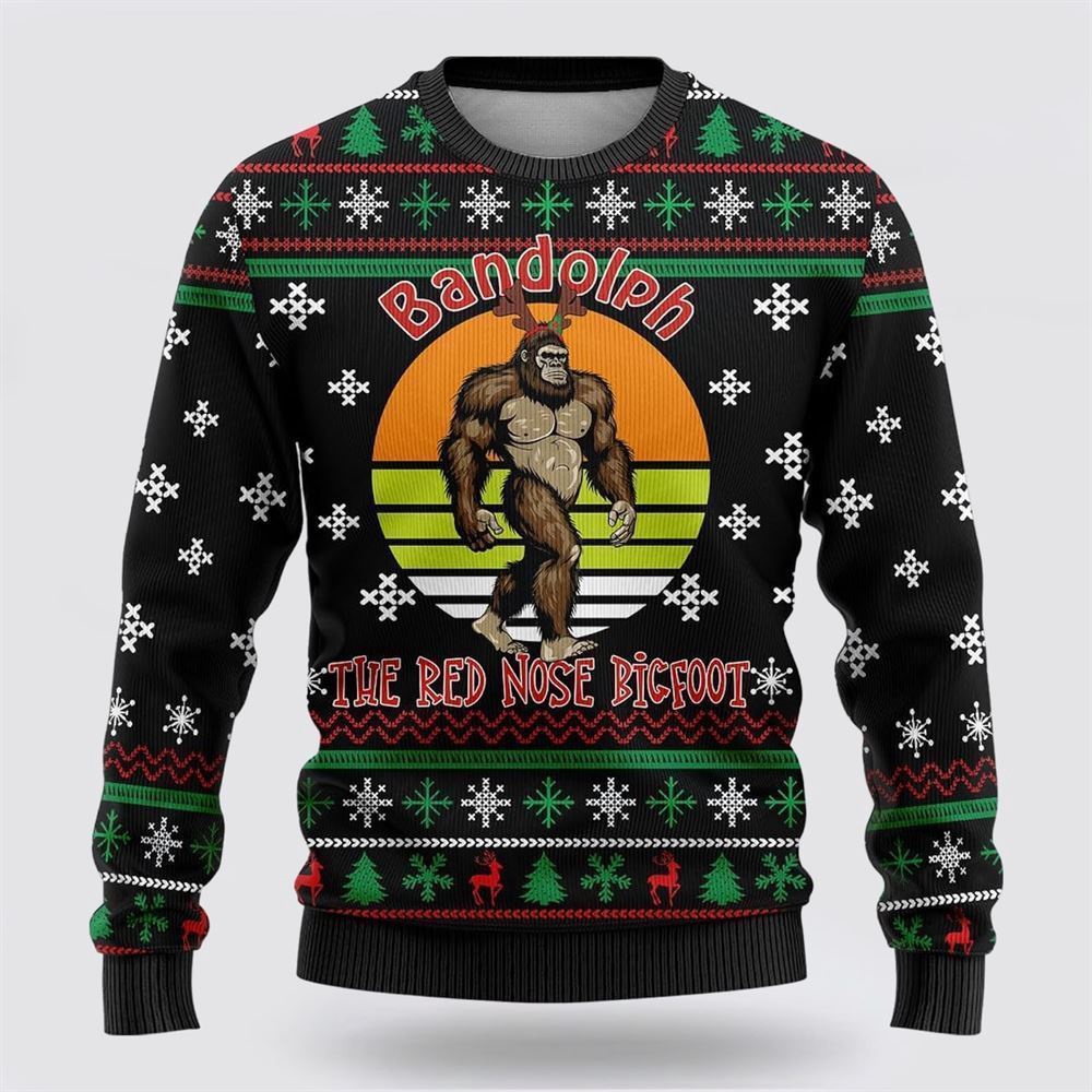 The Red Nose Bigfoot Ugly Christmas Sweater