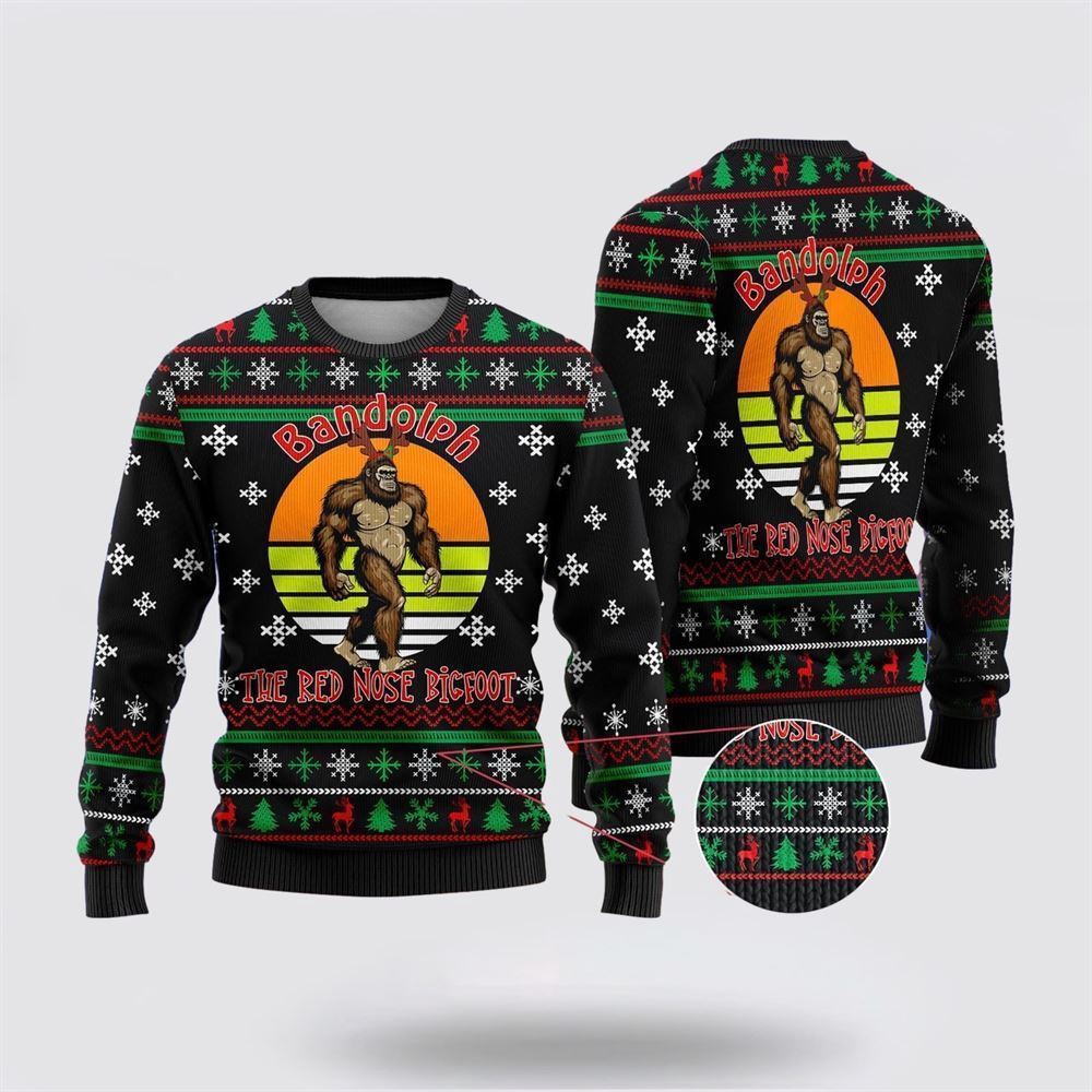 The Red Nose Bigfoot Ugly Christmas Sweater