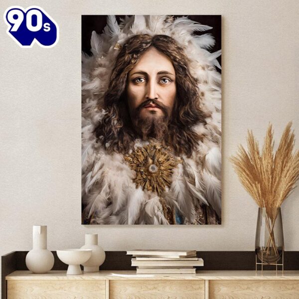 A Baroque Portrait Of A Jesus Made Entirely Out Of Feathers Jesus Canvas Pictures   Gift For Christmas