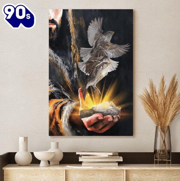 A Bird On His Hand Jesus Canvas Posters  Gift Christmas